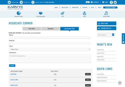 
                            2. Associate Corner - Karvy Value