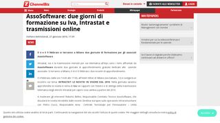 
                            12. AssoSoftware: due giorni di formazione su Iva, Intrastat e trasmissioni ...