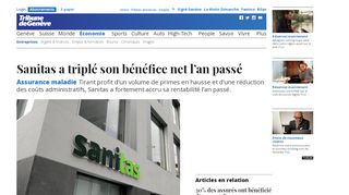 
                            8. Assurance maladie: Sanitas a triplé son bénéfice net l'an passé ...