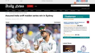 
                            10. Assured India sniff maiden series win in Sydney | Page 2 | Daily News