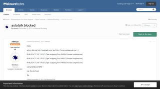 
                            2. astatalk blocked - Website Blocking - Malwarebytes Forums
