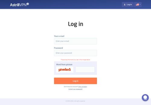 
                            2. Astrill VPN: Log in