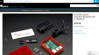 
                            6. AstroBox pack - Includes Raspberry Pi 2, Model B ID: 2391 - $74.95 ...