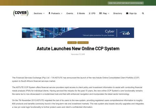 
                            3. Astute Launches New Online CCP System - COVER Publications