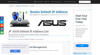 
                            10. ASUS Default IP Address List (Updated February 2019) | RouterReset