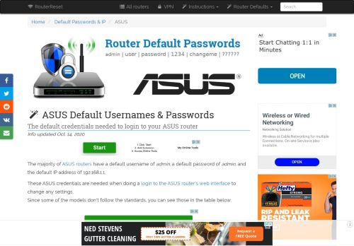 
                            11. ASUS Default Password, Login & IP List (updated ... - Router-Reset.com