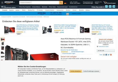 
                            10. Asus ROG Maximus IX Formula Gaming Mainboard Sockel: Amazon ...