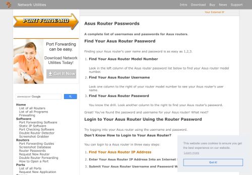 
                            9. Asus Router Passwords - Port Forward