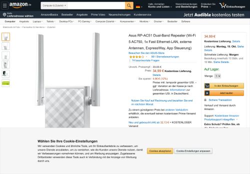 
                            13. Asus RP-AC51 Dual-Band Repeater: Amazon.de: Computer & Zubehör