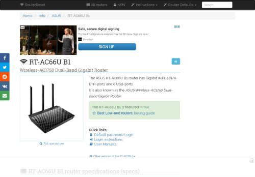 
                            1. ASUS RT-AC66U B1 Default Password & Login, Manuals, Firmwares ...