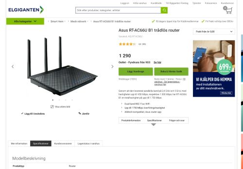 
                            9. Asus RT-AC66U B1 trådlös router - Router och Nätverk - Elgiganten