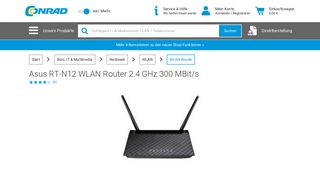 
                            11. Asus RT-N12 WLAN Router 2.4 GHz 300 MBit/s kaufen - Conrad