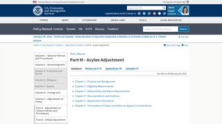 
                            6. Asylee Adjustment- Part M, Volume 7 | Policy Manual | USCIS