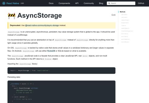 
                            7. AsyncStorage · React Native - Facebook Open Source