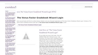 
                            11. @@ The Venus Factor Gradebook Wizard Login 50762 - csoideu5