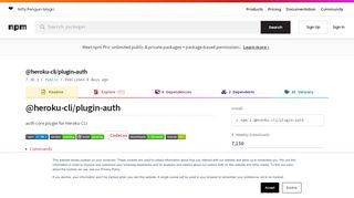 
                            8. @heroku-cli/plugin-auth - npm