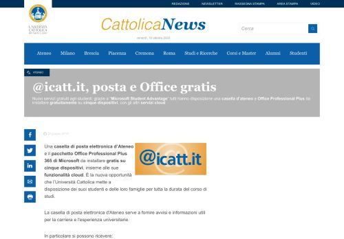 
                            7. @icatt.it, posta e Office gratis | Università Cattolica del Sacro Cuore