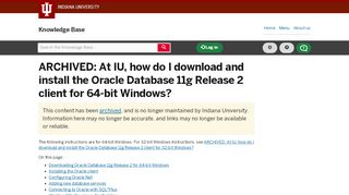 
                            9. At IU, how do I download and install the Oracle Database 11g ...