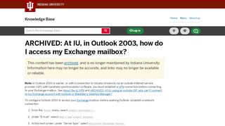 
                            6. At IU, in Outlook 2003, how do I access my Exchange mailbox?