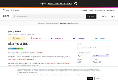 
                            9. @okta/okta-react - npm