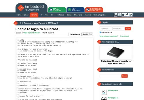 
                            4. AT91SAM | unable to login to buildroot - EmbeddedRelated.com