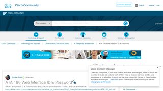 
                            12. ATA 190 Web Interface ID & Password - Cisco Community