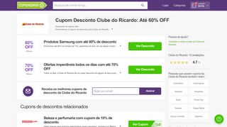 
                            9. Até 60% OFF - Cupom Desconto Clube do Ricardo - Cuponomia