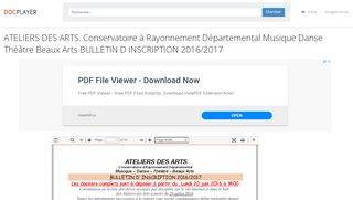 
                            9. ATELIERS DES ARTS. Conservatoire à Rayonnement ... - DocPlayer.fr