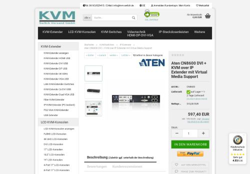 
                            4. Aten CN8600 DVI + KVM over IP Extender mit Virtual Media Support ...