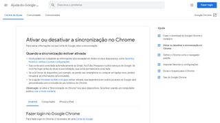 
                            3. Ativar ou desativar a sincronização no Chrome - Android - Ajuda do ...