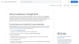 
                            6. Ativar ou desativar o Google Earth - Ajuda do Administrador do G Suite
