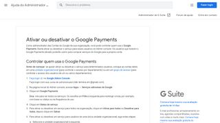 
                            4. Ativar ou desativar o Google Payments - Ajuda do Administrador do G ...