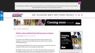 
                            10. Atkins closes defined benefit pension scheme - Employee Benefits