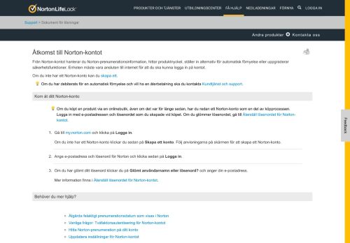 
                            6. Åtkomst till ditt Norton-konto - Norton Support