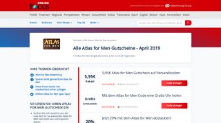 
                            9. Atlas for Men Gutscheine: 5€ Rabatt - Februar 2019 - Focus