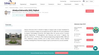 
                            8. Atmiya University (AU), Rajkot - 2019 Admission, Courses, Fees ...