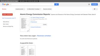 
                            10. Atomic Energy Commission Reports: Opinions and Decisions of the ...