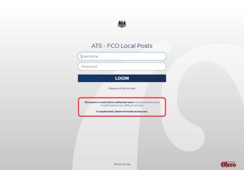 
                            8. ATS: Login : FCO Local Posts