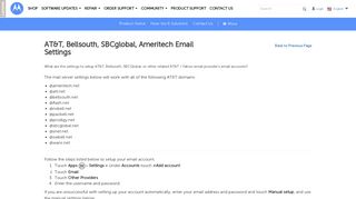 
                            9. AT&T, Bellsouth, SBCglobal, Ameritech Email Settings - Motorola ...