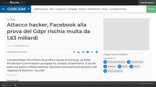 
                            5. Attacco hacker, Facebook alla prova del Gdpr rischia multa da 1,63 ...