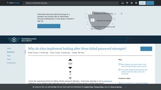 
                            12. attack prevention - Why do sites implement locking after three ...