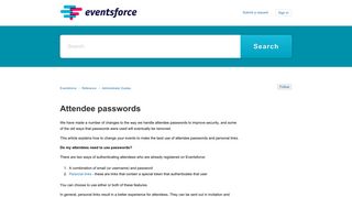 
                            6. Attendee passwords – Eventsforce