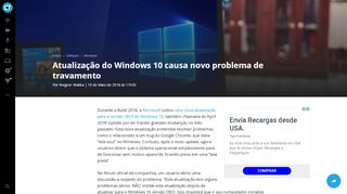 
                            7. Atualização do Windows 10 causa novo problema de travamento ...