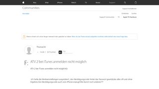 
                            6. ATV 2 bei iTunes anmelden nicht möglich - Apple Community