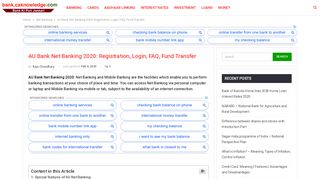 
                            8. AU Bank Net Banking: Registration, Login, FAQ, Fund Transfer Guide