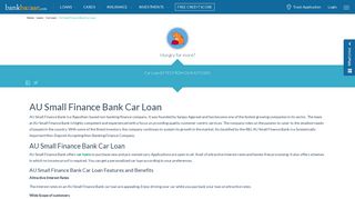 
                            9. AU Small Finance Bank Car Loan, EMI Calculator, Eligibility