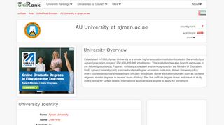 
                            8. AU University at ajman.ac.ae | Ranking & Review - uniRank