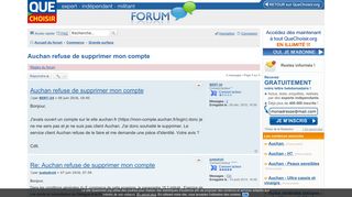 
                            10. Auchan refuse de supprimer mon compte - Grande surface - Forum Que ...