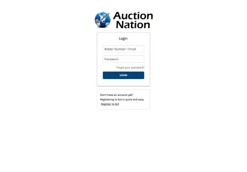 
                            2. Auction Nation - Login Page