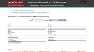 
                            10. Audi / A3 (8L) / 03 - Bremsenelektronik MK 60 / Grundeinstellung